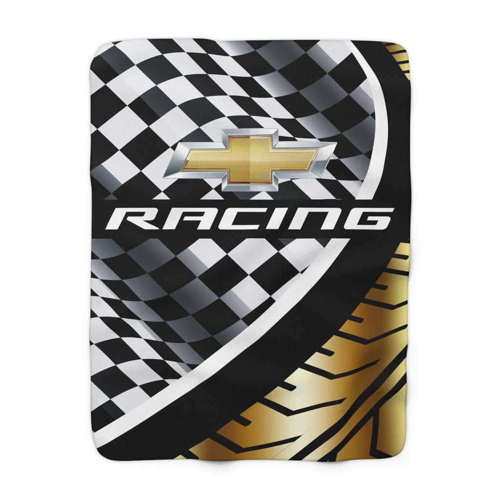 GM Racing  Checkered Flag Gold Decorative Sherpa Blanket