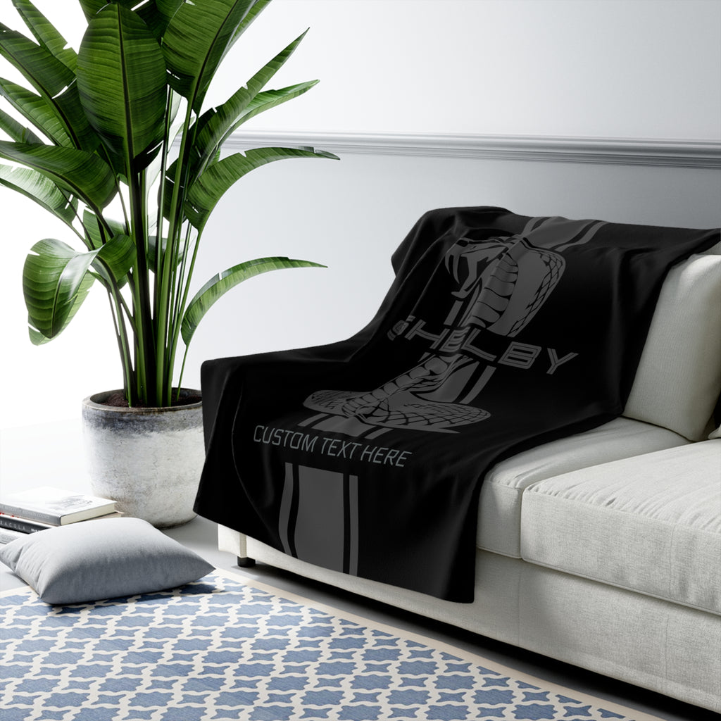 2024 Shelby Snake Stripe Personalized Sherpa Fleece Blanket, Black