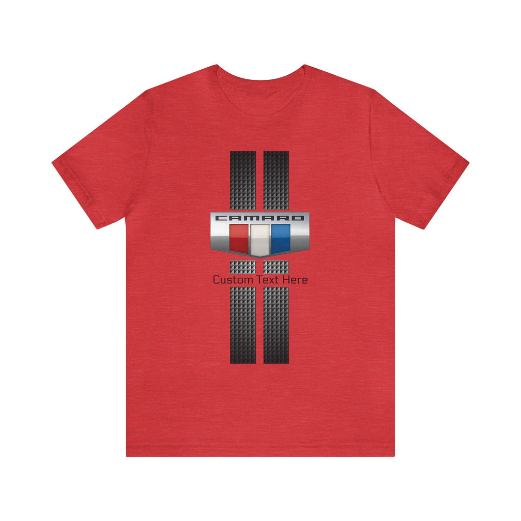 Camaro 3-Color Carbon Badge Personalized Unisex Jersey Short Sleeve T-Shirt, Custom Camaro Tee, Gift for Chevy Fans, Car Enthusiasts, Muscle Car Lovers