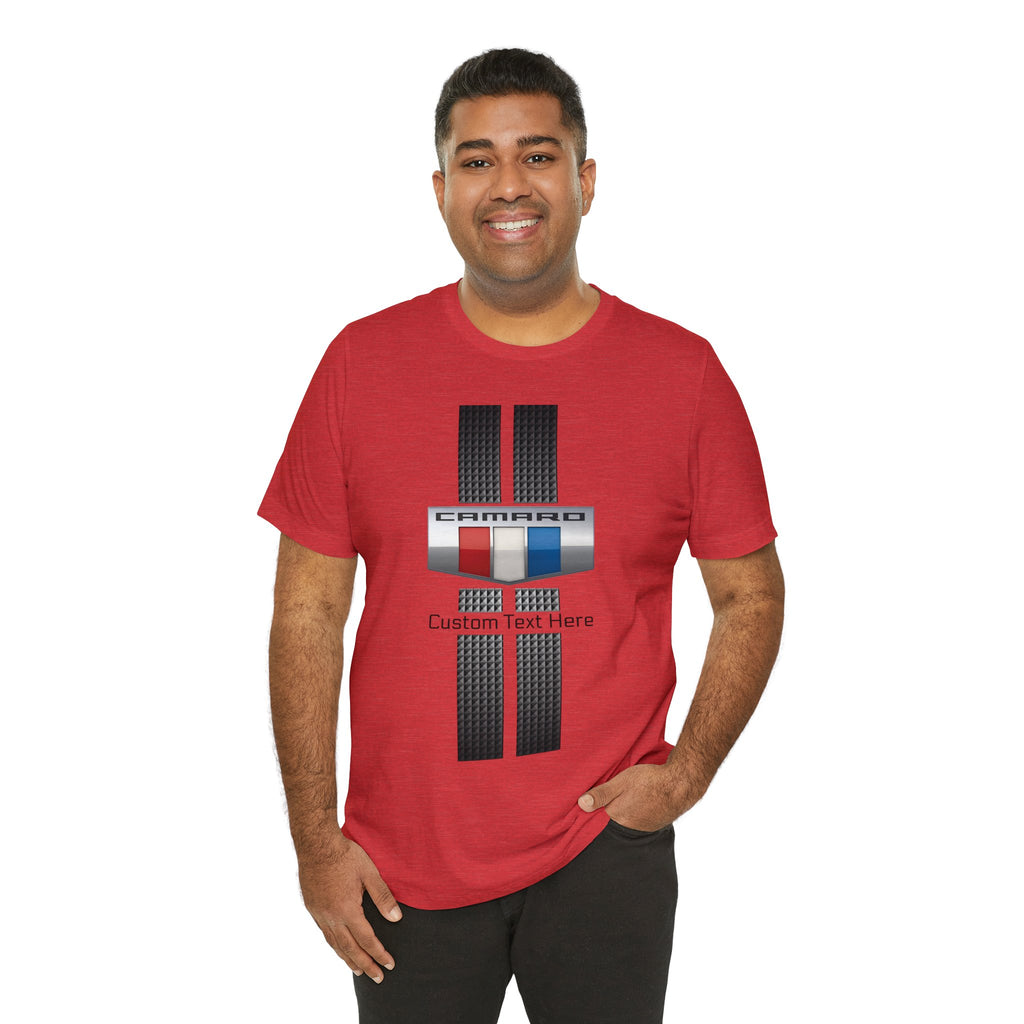 Camaro 3-Color Carbon Badge Personalized Unisex Jersey Short Sleeve T-Shirt, Custom Camaro Tee, Gift for Chevy Fans, Car Enthusiasts, Muscle Car Lovers