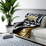 GM Racing  Checkered Flag Gold Decorative Sherpa Blanket