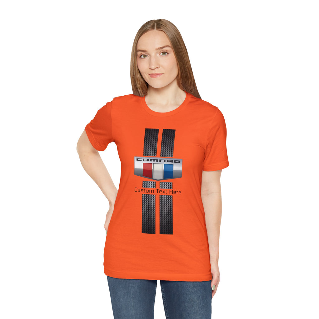 Camaro 3-Color Carbon Badge Personalized Unisex Jersey Short Sleeve T-Shirt, Custom Camaro Tee, Gift for Chevy Fans, Car Enthusiasts, Muscle Car Lovers