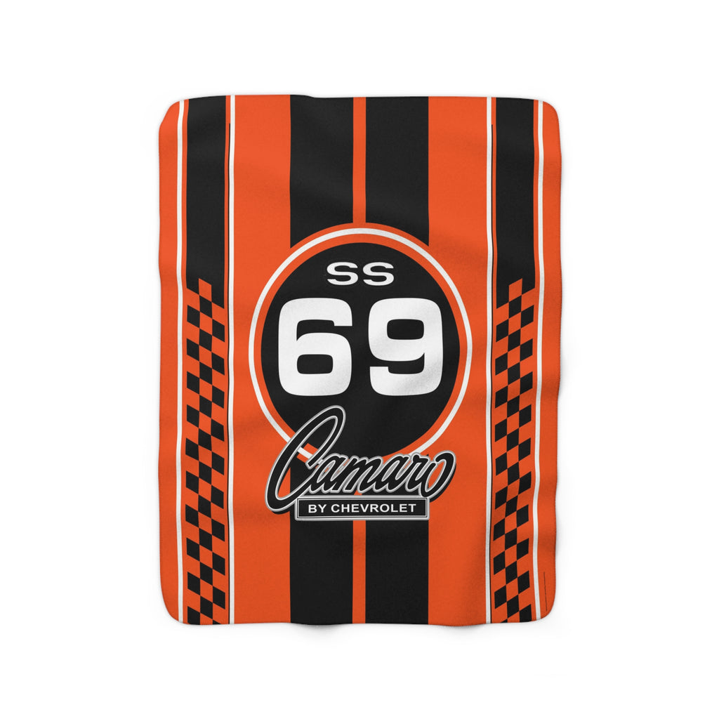 1969 Camaro SS  Retro Racing Decorative Sherpa Blanket, Perfect for Chilly Days