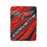 C6 Corvette Racing Decorative Diagonal Pattern Sherpa Blanket, Perfect for Chilly Days