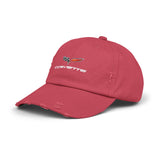Corvette C6 Flag Logo Distressed Cap, One size adjustable hideaway strap.