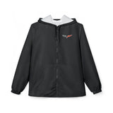 Unisex Corvette C6 Lightweight Hooded Windbreaker Hoodie with Full Zipper, Front Pockets, Elastic Cuffs, Water and Wind Resistant for Outdoor Use