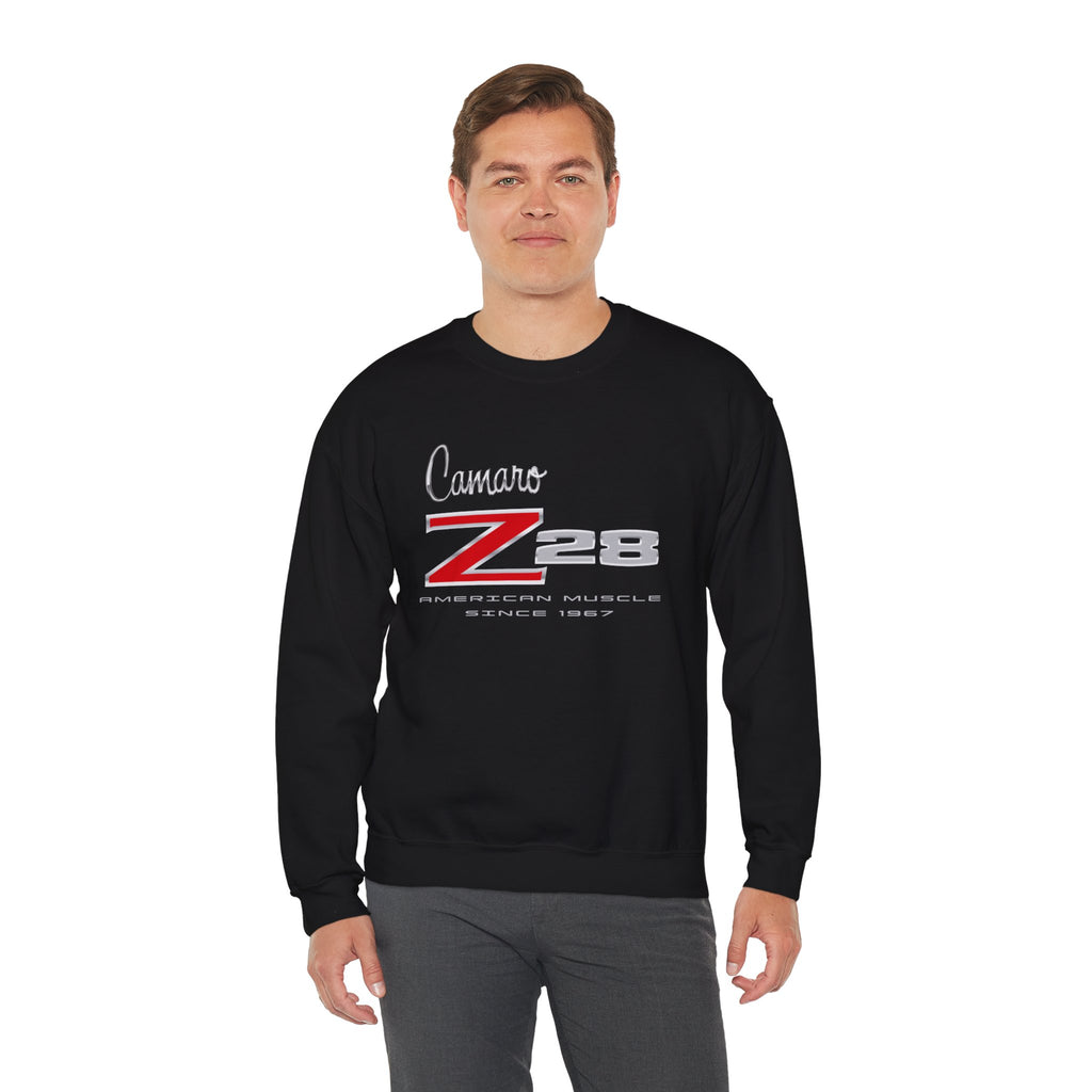 Chevy Camaro Z28 1st Gen Unisex Crew Neck Heavy Blend Sweatshirt, Classic Muscle Car Apparel for Chevy Fans and Automotive Enthusiasts