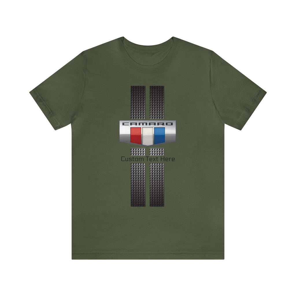 Camaro 3-Color Carbon Badge Personalized Unisex Jersey Short Sleeve T-Shirt, Custom Camaro Tee, Gift for Chevy Fans, Car Enthusiasts, Muscle Car Lovers