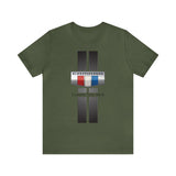 Camaro 3-Color Carbon Badge Personalized Unisex Jersey Short Sleeve T-Shirt, Custom Camaro Tee, Gift for Chevy Fans, Car Enthusiasts, Muscle Car Lovers