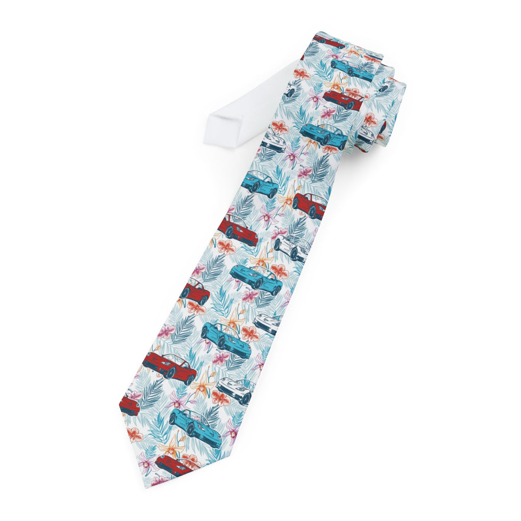 Chevy Corvette C6 Hawaiian Style Necktie, Silky Finish Tie with Tropical Design, Fun Gift for Car Enthusiasts, Birthdays, and Holidays