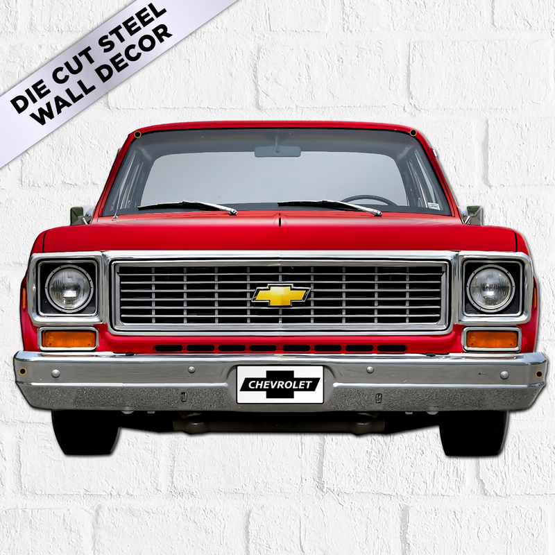 1973 C10 Truck Front-End Metal Wall Decor — Made in US, Available in 2 sizes and 4 Colors