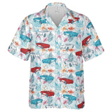C1 Chevrolet Corvette Men's Multicolor Short Sleeve Front Button Hawaiian Style Shirt