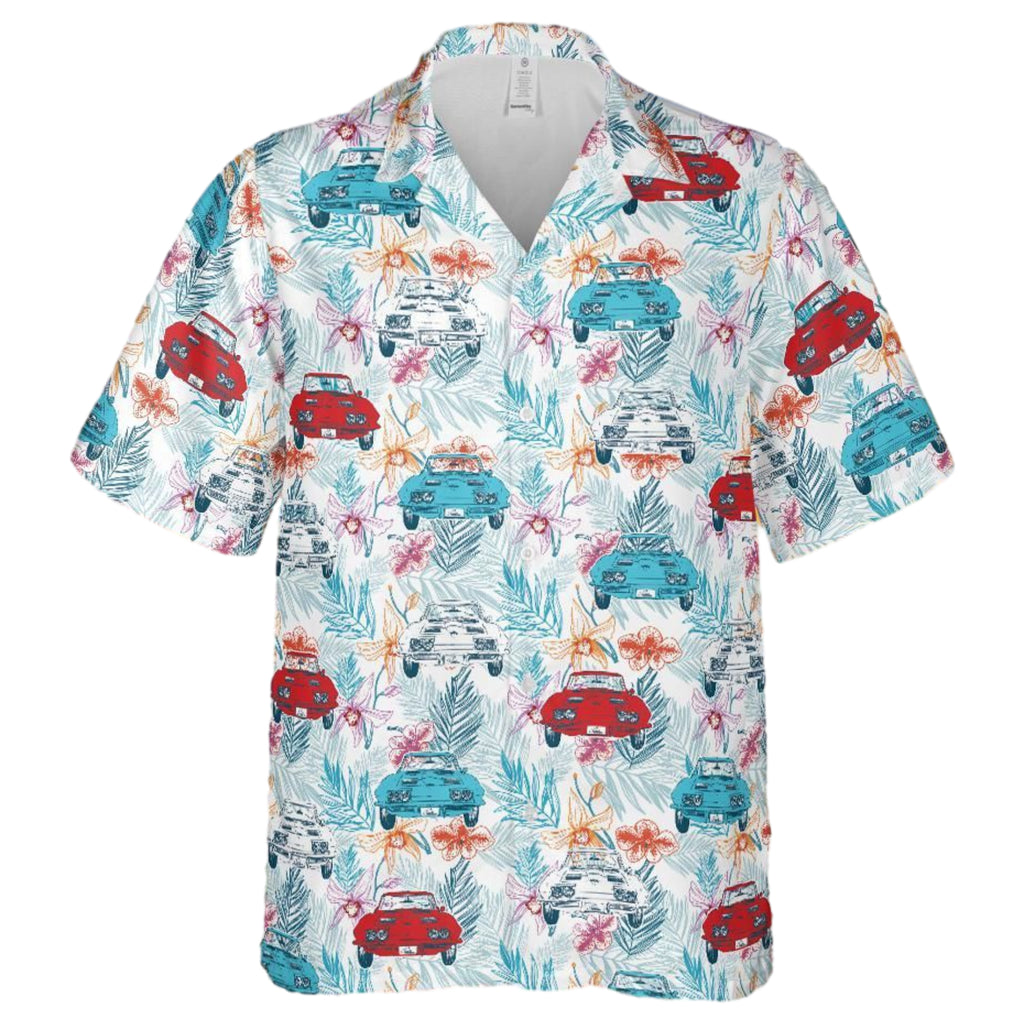 C2 Corvette Men's Multicolor Short Sleeve Front Button Hawaiian Style Shirt