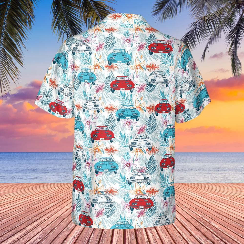 C2 Corvette Men's Multicolor Short Sleeve Front Button Hawaiian Style Shirt