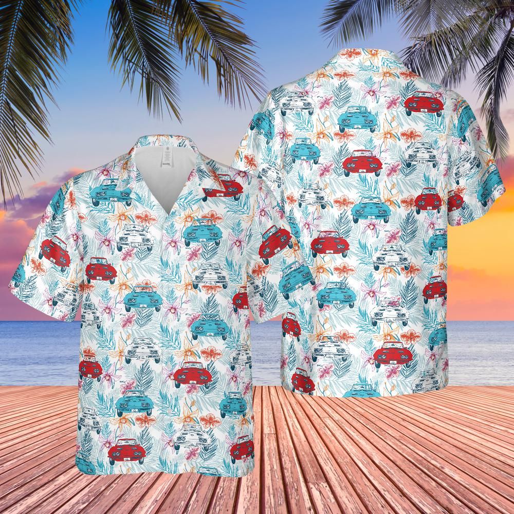 C2 Corvette Men's Multicolor Short Sleeve Front Button Hawaiian Style Shirt