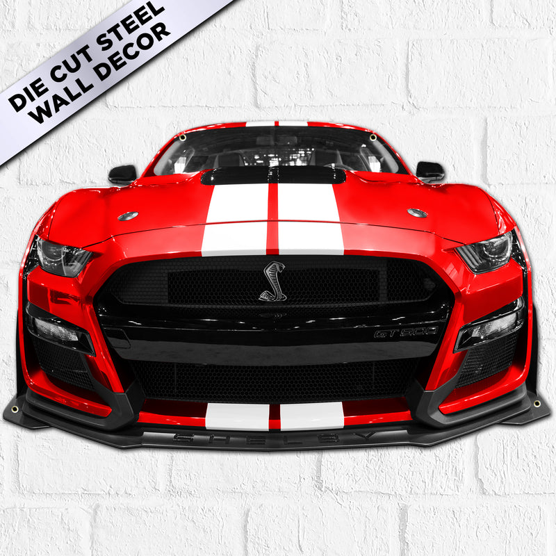 2022 Shelby GT500 Metal Wall Decor, Red with White Stripes, Made in USA, Garage or Man Cave Sign, Car Enthusiast Gift, 2 Sizes