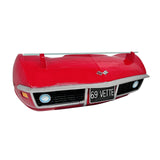 1969 Corvette Stingray (C3) Polyresin Front Floating Shelf, Red, Without Lights 21.5 x 7 x 8 inches, 7.5 pounds. Tempered Glass Shelf, Recessed Brackets