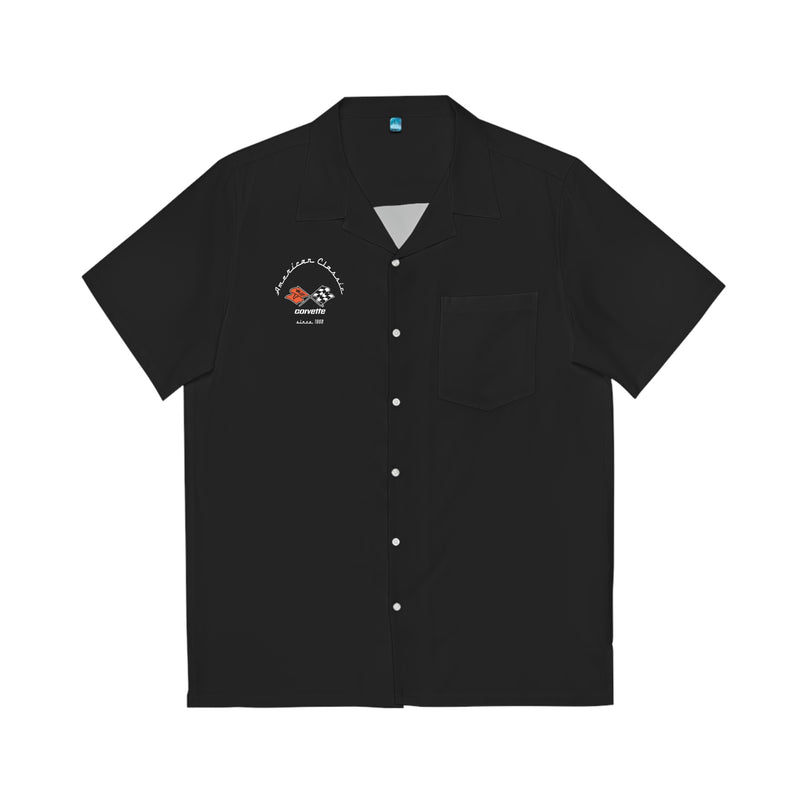 C3 Chevy Corvette Men's Hawaiian Shirt, Short Sleeve Button-Up with Chest Pocket, Classic Car Lover Gift and Casual Cruise Apparel