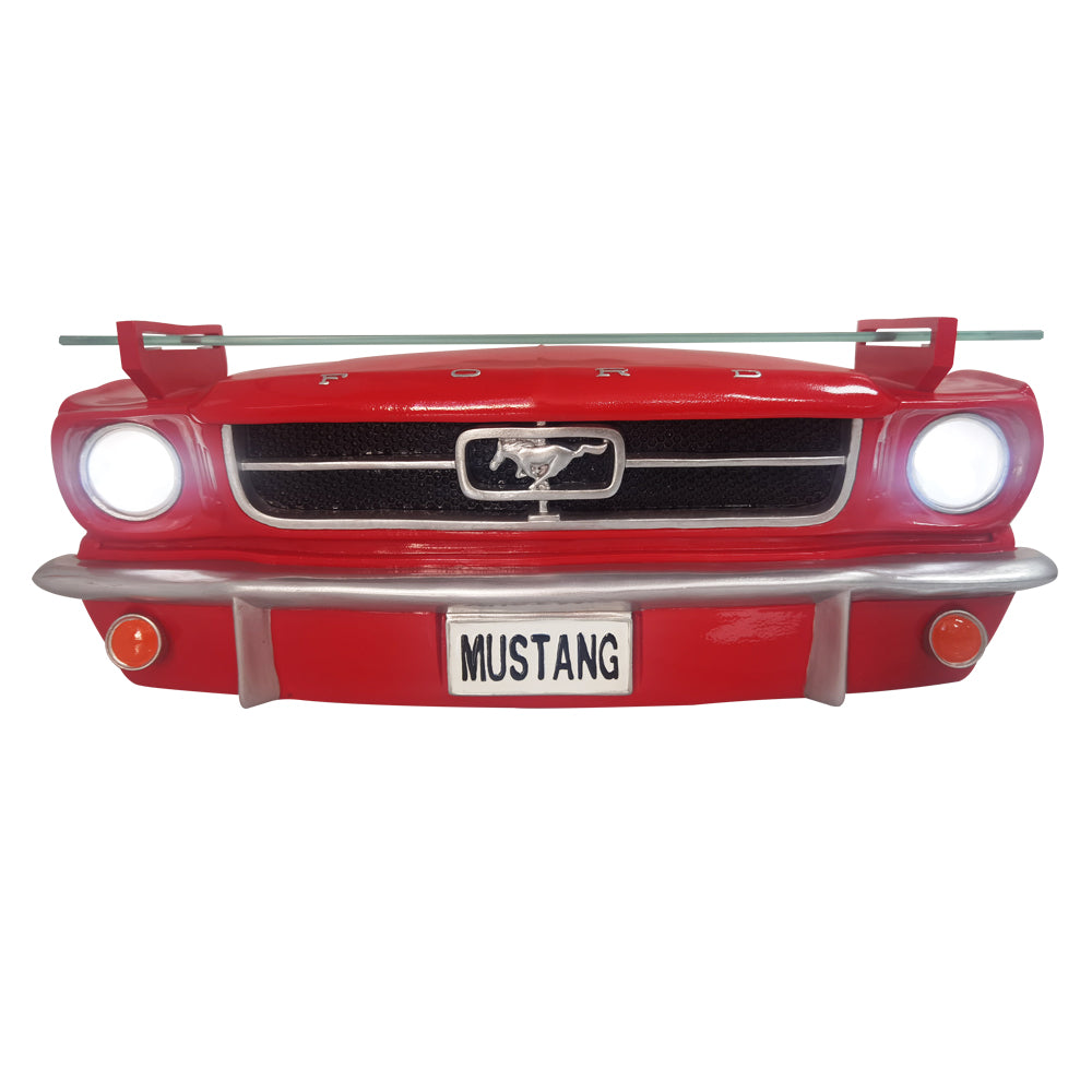 1964.5 Ford Mustang Wandregal vorne in klassischem Rot mit batteriebetriebenen LED-Scheinwerfern