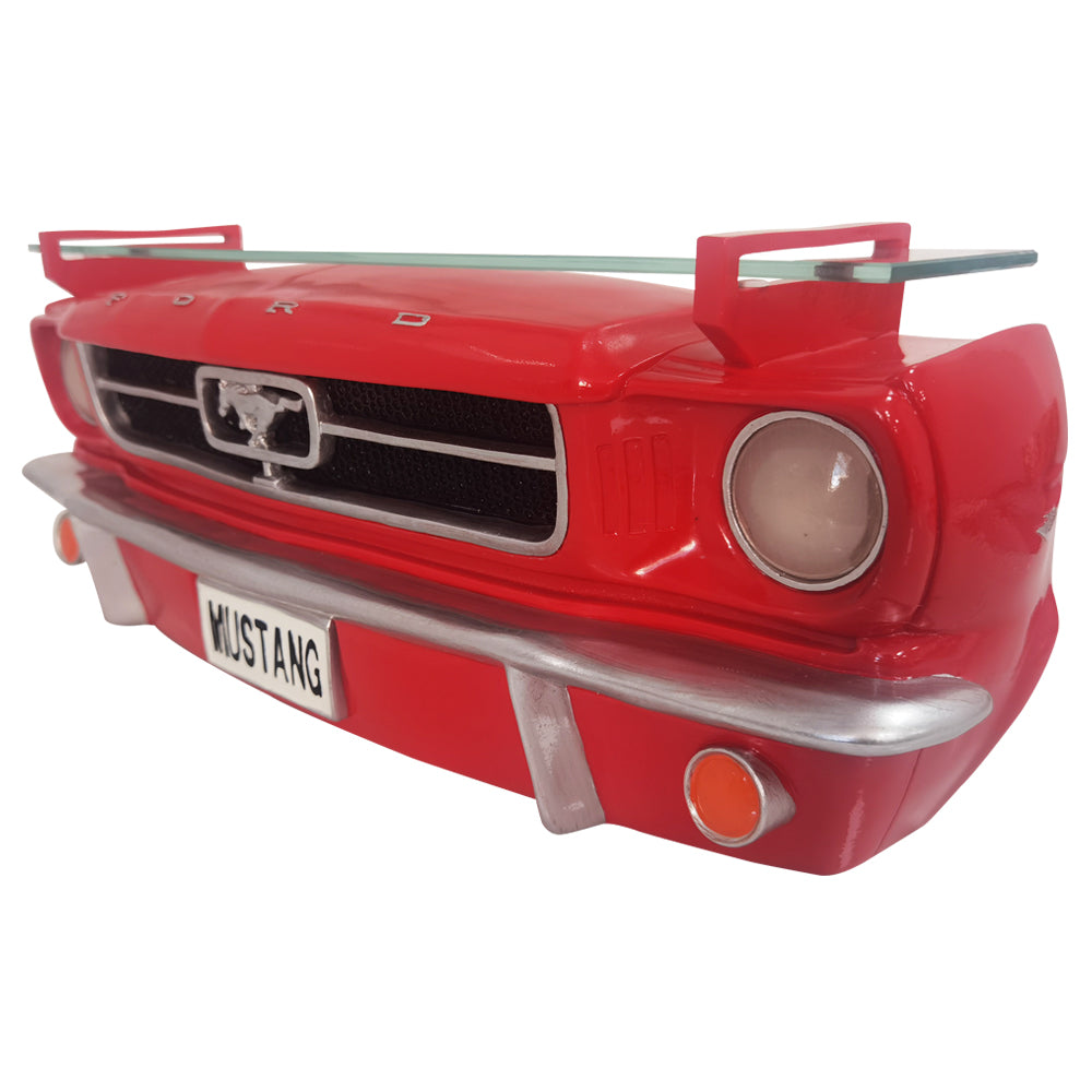 1964.5 Ford Mustang Wandregal vorne in klassischem Rot mit batteriebetriebenen LED-Scheinwerfern