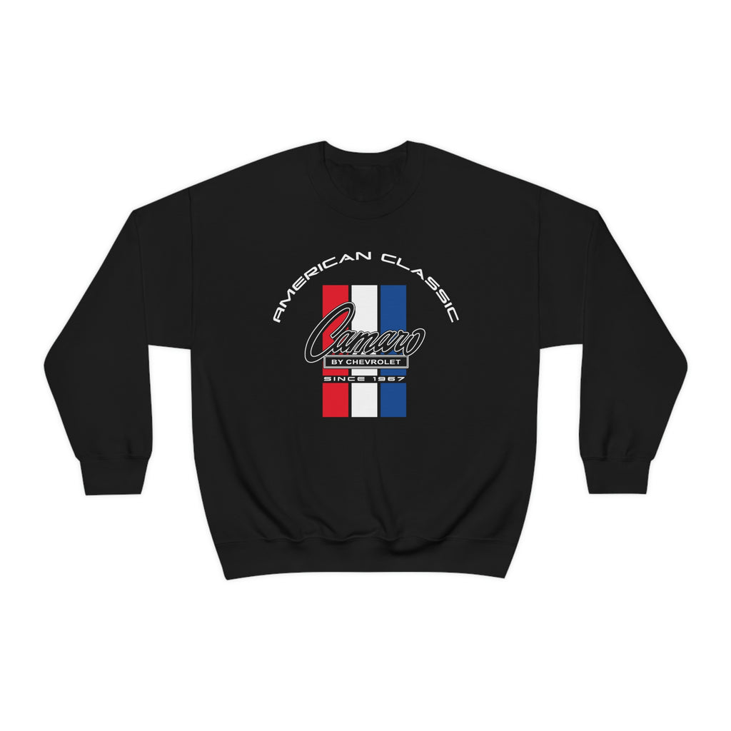 Chevy Camaro 1st Gen Three-Color Stripe Unisex Sweatshirt, Heavy Duty Crew Neck, Great Gift for Chevy Lovers, Classic Car Fans, and Enthusiasts