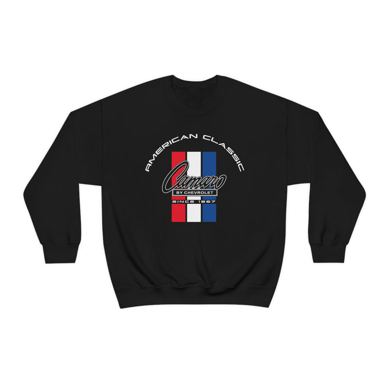Chevy Camaro 1st Gen Three-Color Stripe Unisex Sweatshirt, Heavy Duty Crew Neck, Great Gift for Chevy Lovers, Classic Car Fans, and Enthusiasts