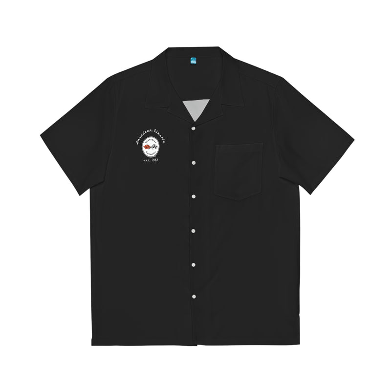 C1 Chevy Corvette Men's Hawaiian Shirt, Short Sleeve Button-Up with Chest Pocket, Classic Car Enthusiast Apparel, Gift Idea for Corvette Fan