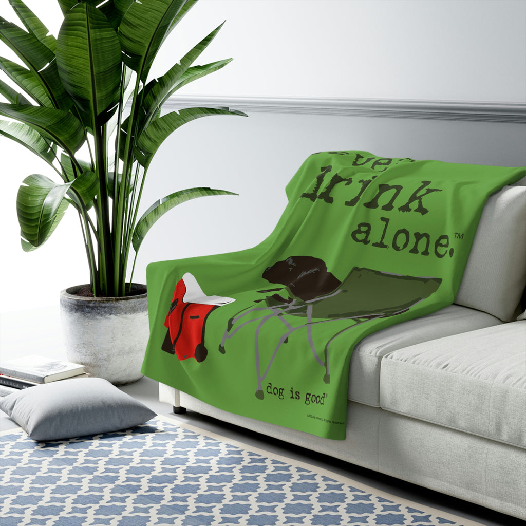 Dog is Good Never Drink Alone Sherpa Fleece Blanket,  Officially Licensed and Produced in the USA