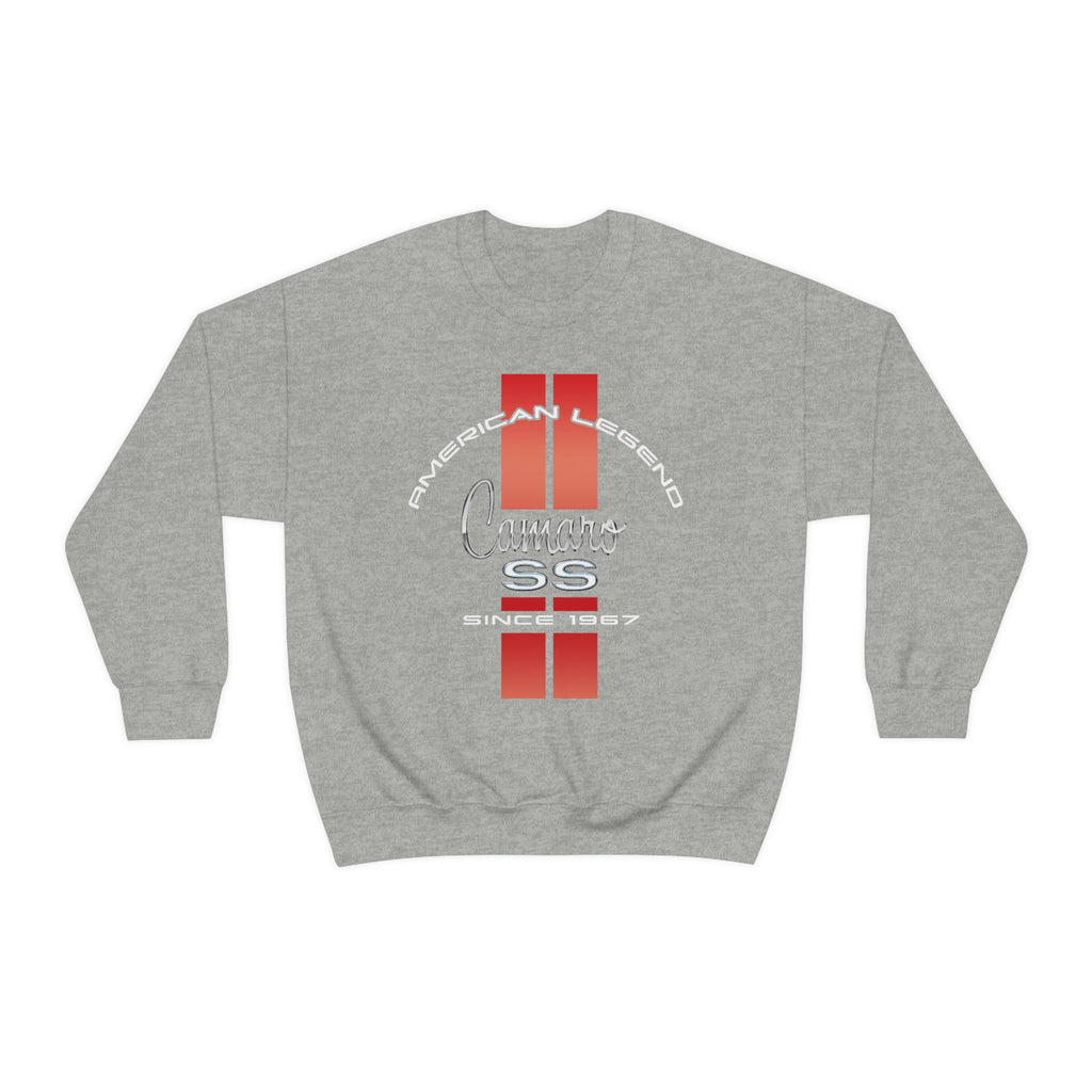 Chevy Camaro 1st Gen American Classic SS Red Stripes Unisex Crew Neck Heavy Duty Sweatshirt, Great Gift for Muscle Car Enthusiasts