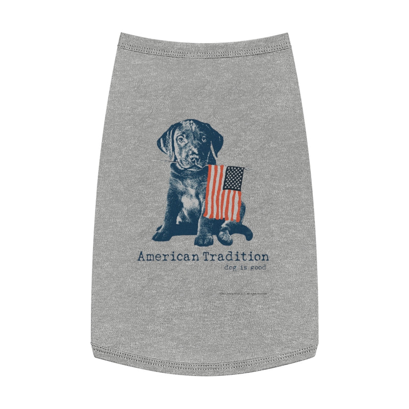 Dog is Good American Tradition Puppy & American Flag Pet Tank Top, Patriotic Dog Shirt for Small & Large Breeds