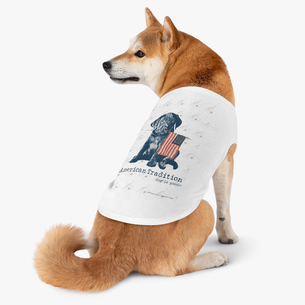 Dog is Good American Tradition Puppy & American Flag Haustier-Tanktop, offiziell lizenziert und hergestellt in den USA