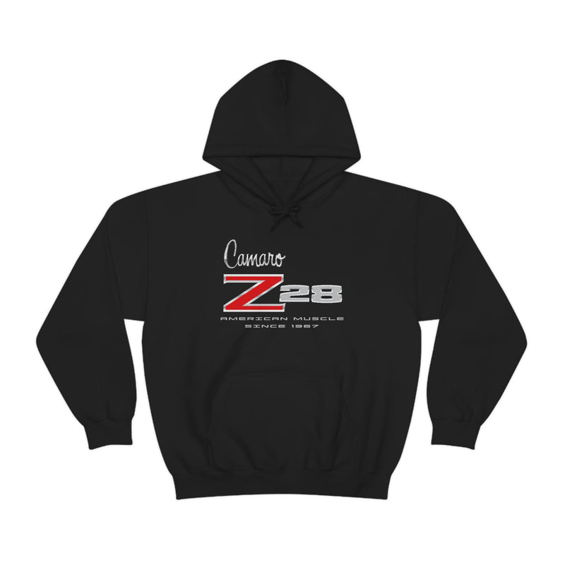 Camaro 1st Gen Z28 Hoodie, Heavy Blend Hooded Sweatshirt, Unisex Pullover for Chevy Muscle Car Fans, Classic Automotive Gift Apparel