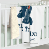 Dog is Good American Tradition Puppy with American Flag White Fleece Blanket,  Officially Licensed and Produced in the USA