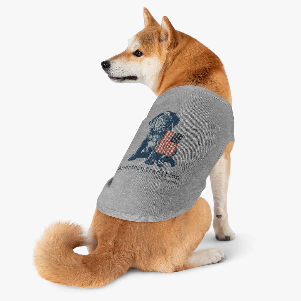 Dog is Good American Tradition Puppy & American Flag Haustier-Tanktop, offiziell lizenziert und hergestellt in den USA