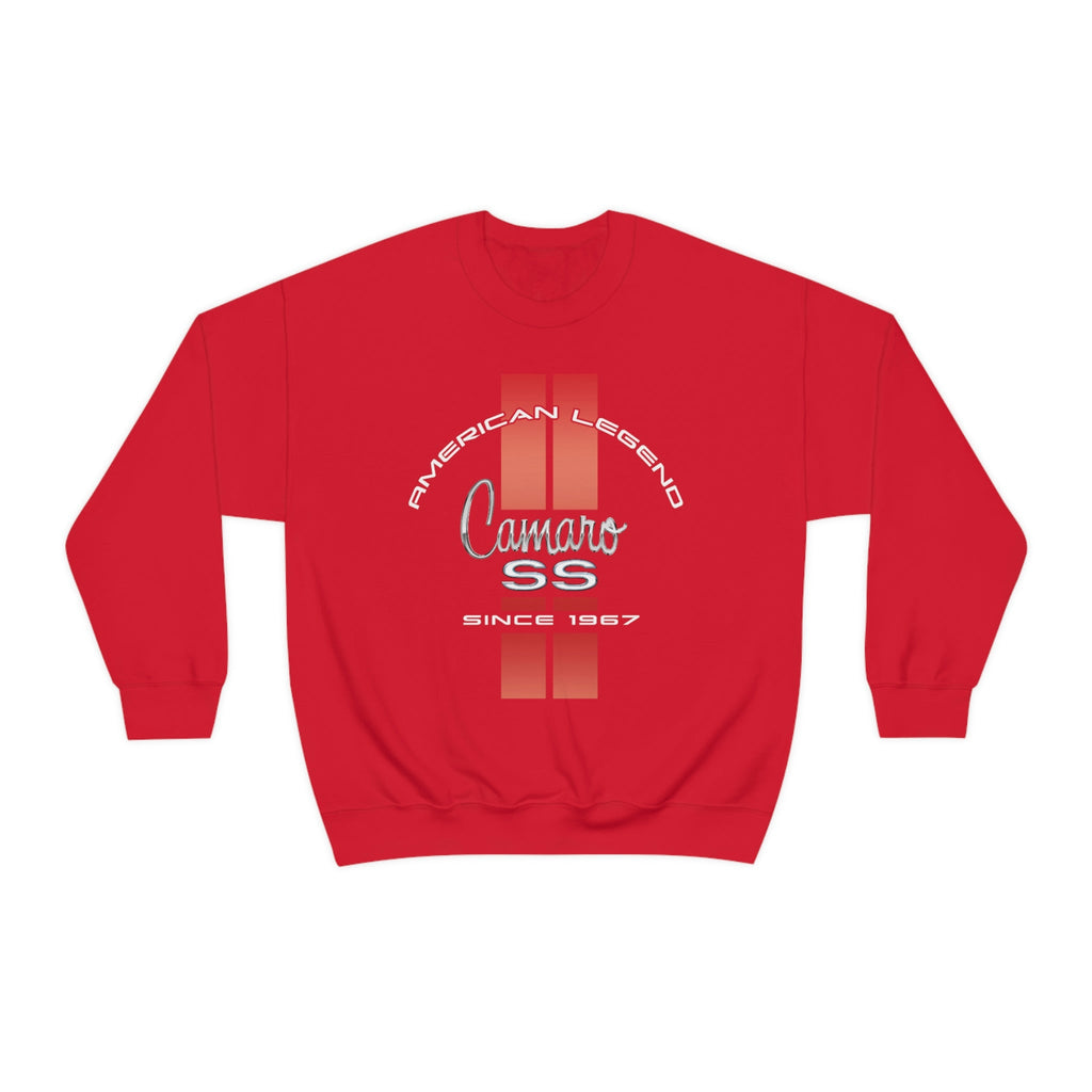Chevy Camaro 1st Gen American Classic SS Red Stripes Unisex Crew Neck Heavy Duty Sweatshirt, Great Gift for Muscle Car Enthusiasts