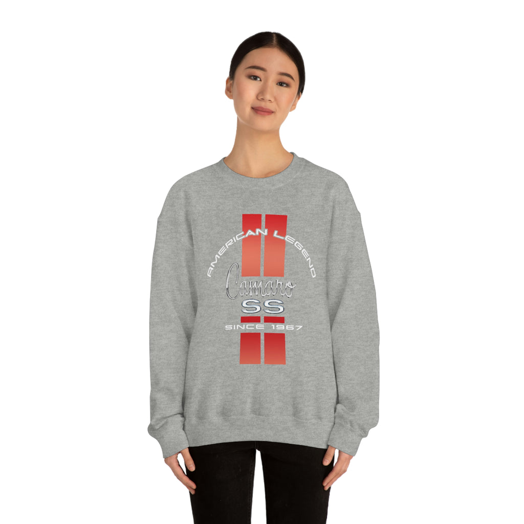 Chevy Camaro 1st Gen American Classic SS Red Stripes Unisex Crew Neck Heavy Duty Sweatshirt, Great Gift for Muscle Car Enthusiasts