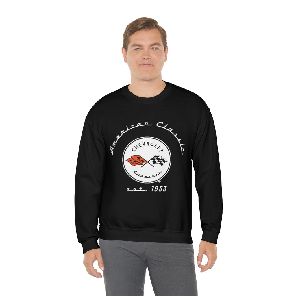 C1 Corvette Crew Neck Long Sleeve Sweatshirt, Unisex Heavy Duty Pullover, Muscle Car Apparel, Chevy Lover Gift, Classic Corvette Sweatshirt