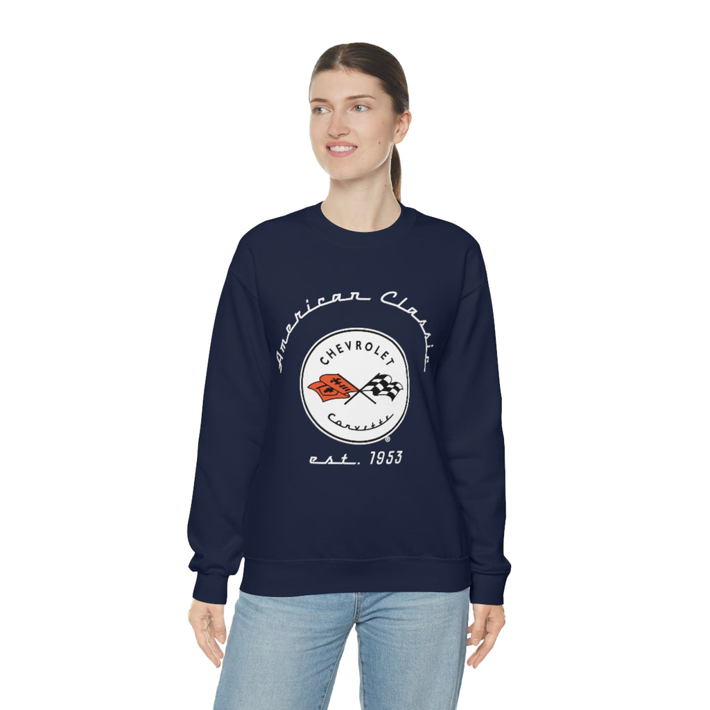 C1 Corvette Crew Neck Long Sleeve Sweatshirt, Unisex Heavy Duty Pullover, Muscle Car Apparel, Chevy Lover Gift, Classic Corvette Sweatshirt