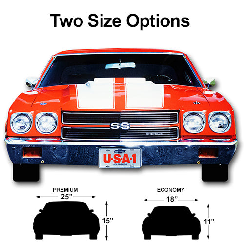 1970 Chevrolet Chevelle Red with White Stripes Front Bumper Sign, 2 sizes, an American Muscle Car USA Made USA 20 Gauge Steel with Powder Coating for Durability and a High Gloss Finish