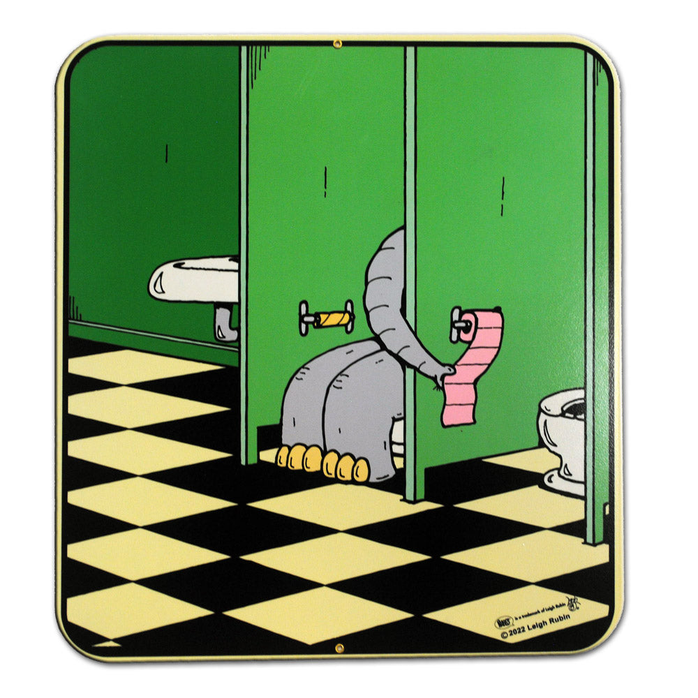 Rubes Cartoons Elephant on the Pot 20 Gauge 15 x 17 inch  Metal Sign