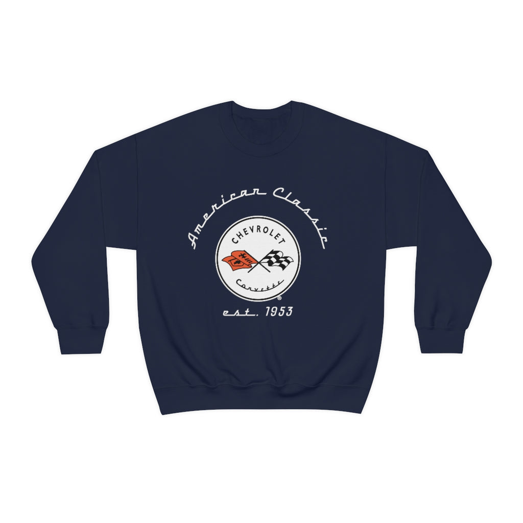 C1 Corvette Crew Neck Long Sleeve Sweatshirt, Unisex Heavy Duty Pullover, Muscle Car Apparel, Chevy Lover Gift, Classic Corvette Sweatshirt