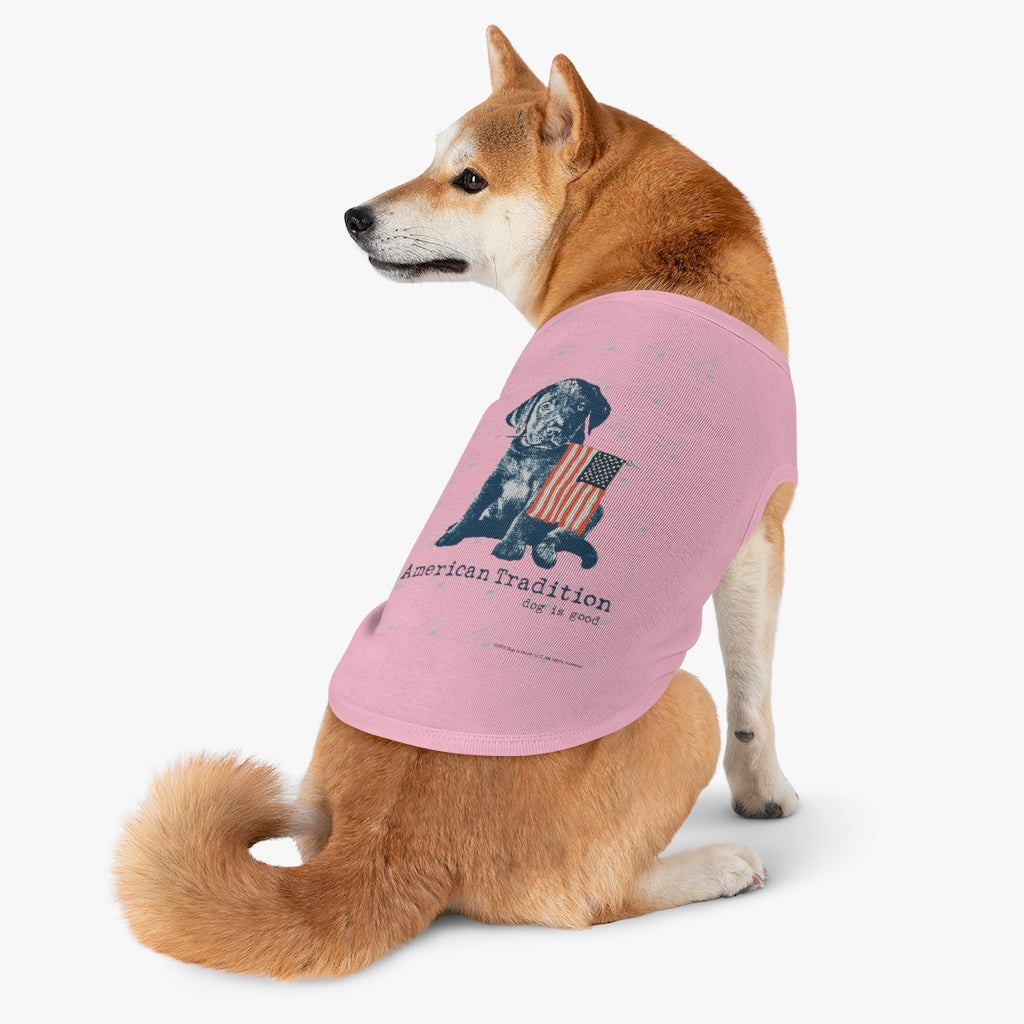 Dog is Good American Tradition Puppy & American Flag Haustier-Tanktop, offiziell lizenziert und hergestellt in den USA