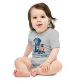 Dog is Good American Tradition Baby One Piece Bodysuit – Puppy & American Flag Design, Made in the USA