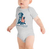 Dog is Good American Tradition Baby One Piece Bodysuit – Puppy & American Flag Design, Made in the USA