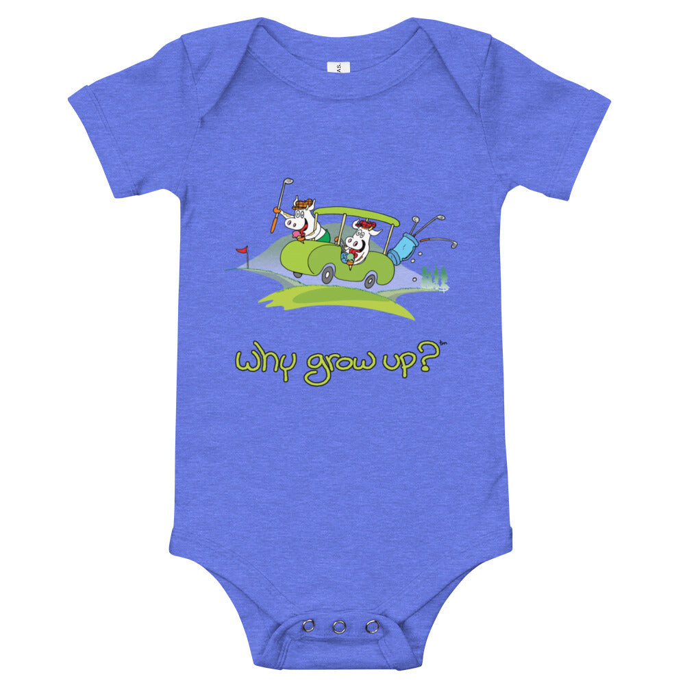Rubes Cartoons Why Grow Up Baby-Kurzarm-Golf-Einteiler aus 100 % Baumwolle