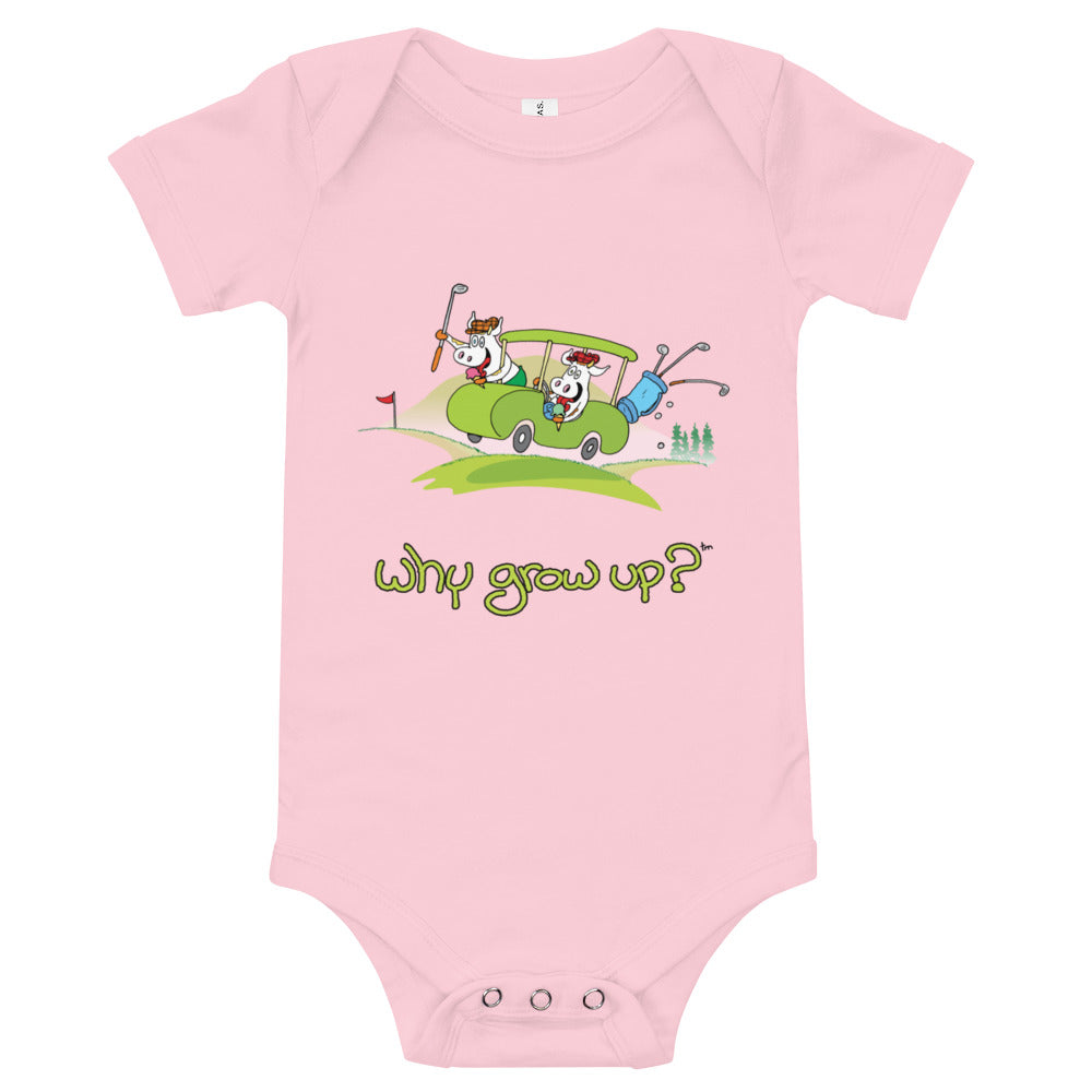 Rubes Cartoons Why Grow Up Baby-Kurzarm-Golf-Einteiler aus 100 % Baumwolle