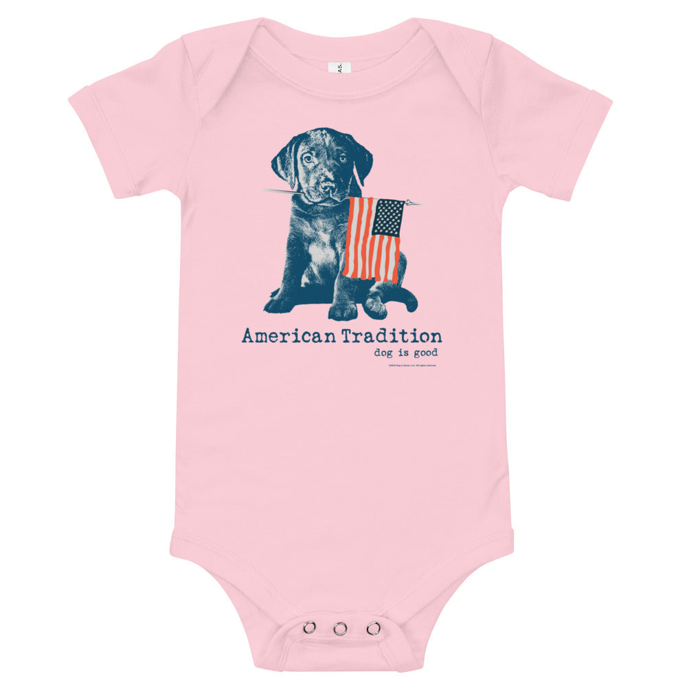 Dog is Good American Tradition baby short sleeve one piece bodysuit