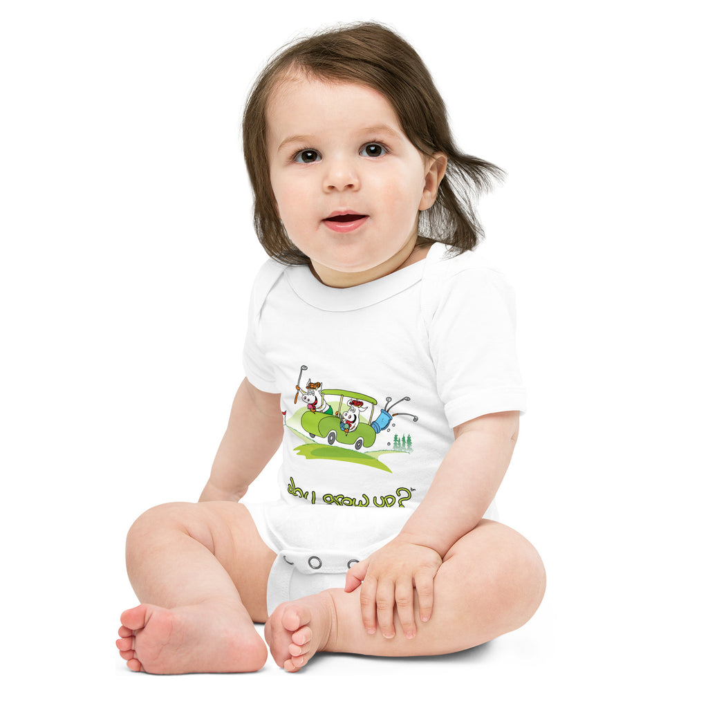 Rubes Cartoons Why Grow Up Baby-Kurzarm-Golf-Einteiler aus 100 % Baumwolle