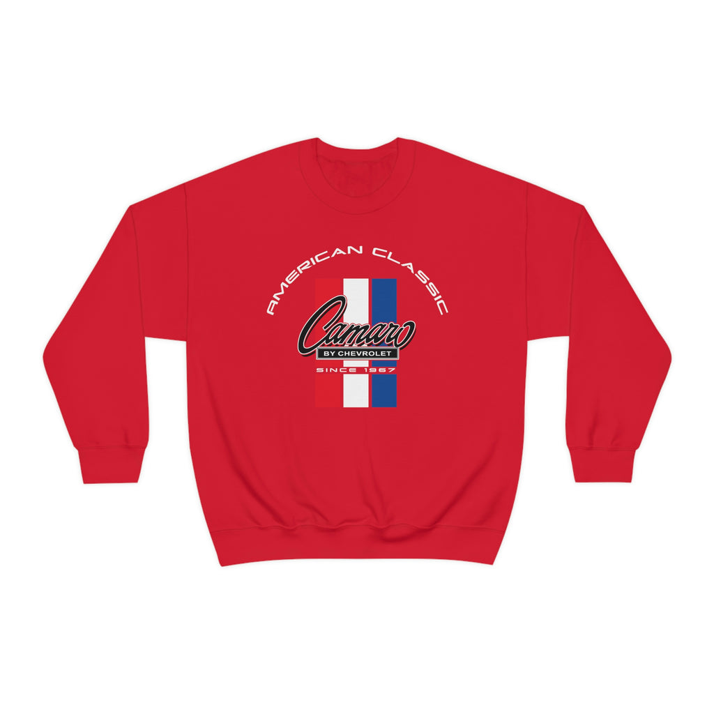 Chevy Camaro 1st Gen Three-Color Stripe Unisex Sweatshirt, Heavy Duty Crew Neck, Great Gift for Chevy Lovers, Classic Car Fans, and Enthusiasts