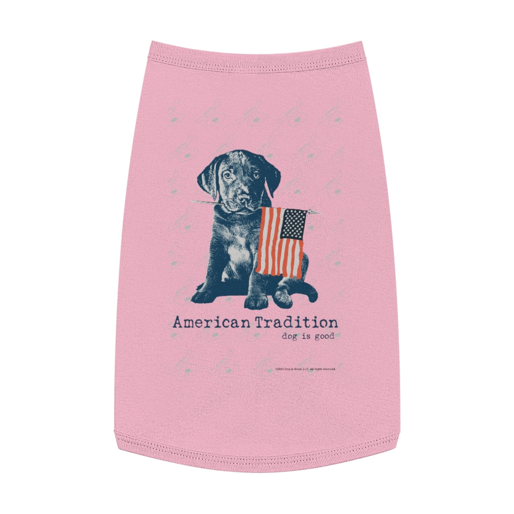 Dog is Good American Tradition Puppy & American Flag Pet Tank Top, Officially Licensed and Produced in the USA